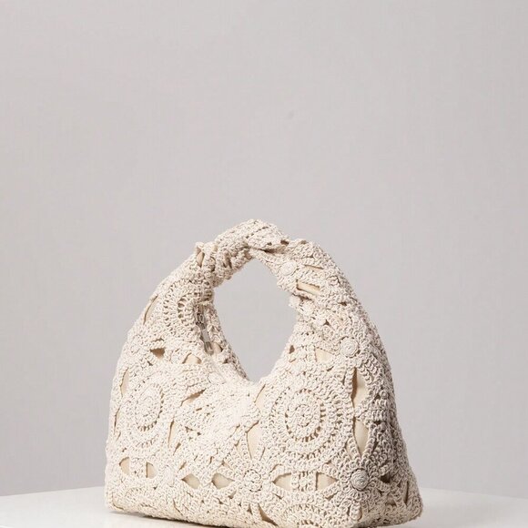 Apricot Boho Women's Hollow Floral Woven Bag - Picture 2 of 8